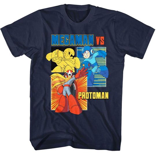 MegaMan versus Protoman Shirt Fight Rokkuman Capcom Men's Tees