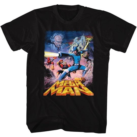 Mega Man Poster Collage Black Shirts