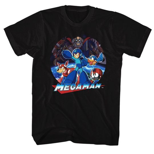 Mega Man Collage Black Shirts