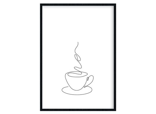 Poster Line Art, Kitchen, Coffee Cup, Oneline Drawing