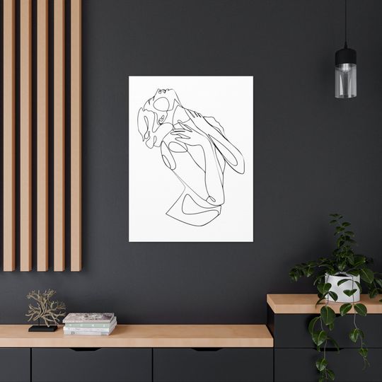 Line Art Woman Drawing Wall Poster