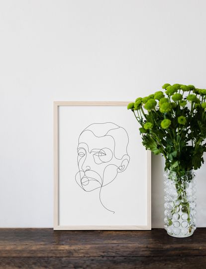 Man Line Drawing Art Poster, Minimalist One Line Wall Home Decor