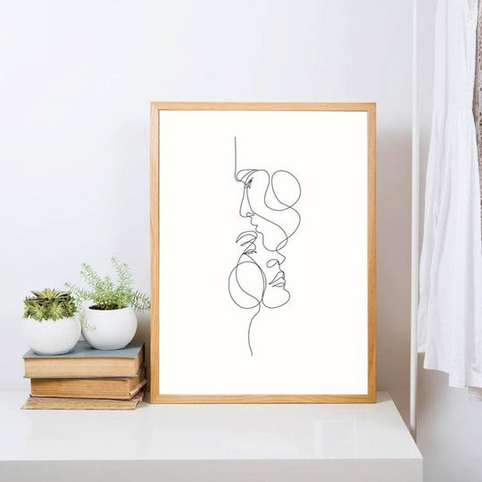 Family Portrait, Minimalist Wall Art, Couple  Line Drawing Poster