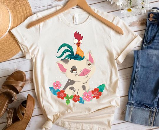 Disney Moana HeiHei Rooster Flowers Graphic Shirt