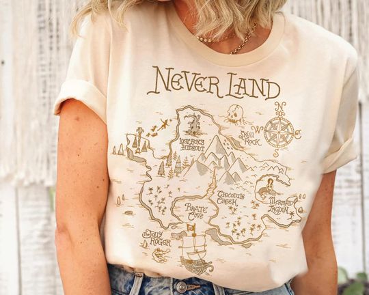 Disney Neverland Map T-Shirt, Disney Peter Pan T-shirt