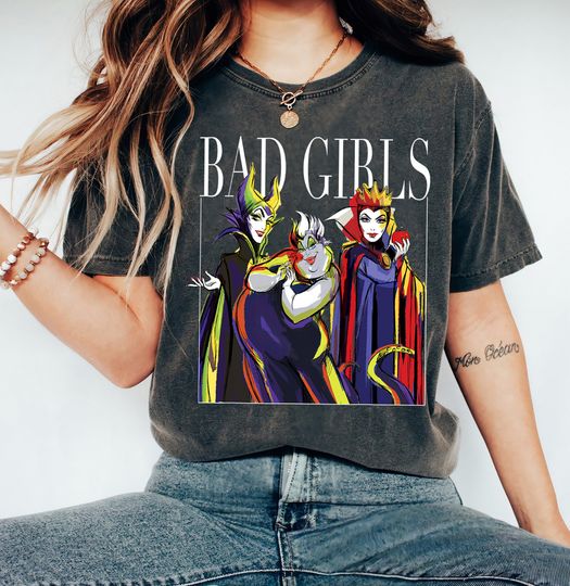 Disney Villains Bad Girls Group Shot Painted Graphic Shirt