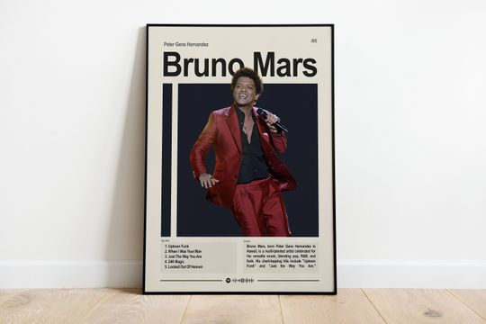 Bruno Mars Poster - Wall Art - Pop Music Poster