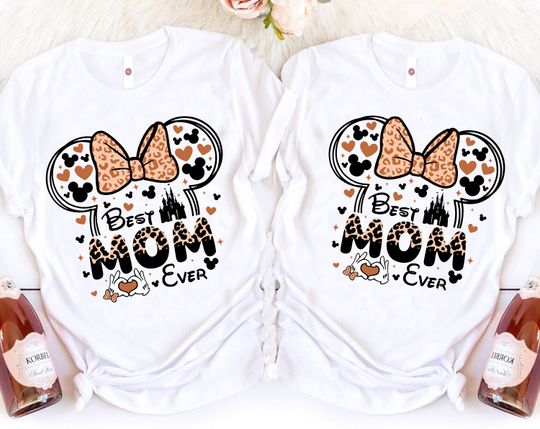 Disney Best Mom Ever Shirt, Disney Mama Leopard Print Minnie Mouse Shirt