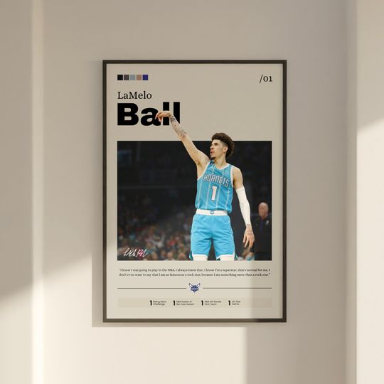 LaMelo Ball Poster, Basketball Poster, NBA Player , Home Decor Art, Charlotte Hornets Print, LaMelo Ball Fan Gift