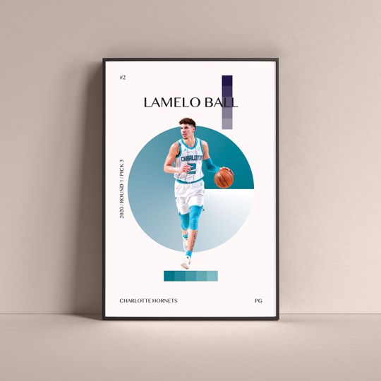 LaMelo Ball Poster, Charlotte Hornets Art Print Minimalist Basketball Wall Decor For Home Living