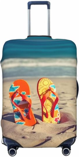 Dust-Proof Flip-Flops On A Sandy Beach Travel Luggage Cover