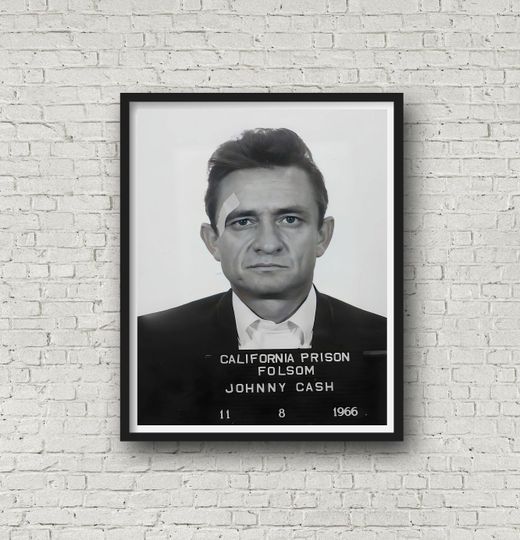Johnny Cash 1966 Mugshot, Famous Mugshots, Johnny Cash Poster
