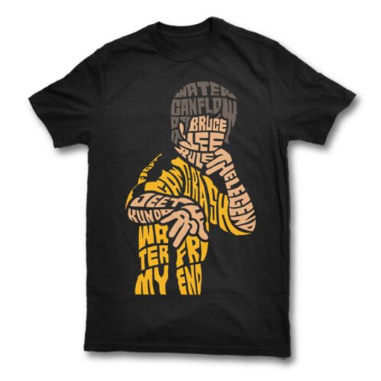 Bruce Lee Calligram T Shirt Martial Arts Kung Fu Tshirt