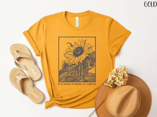 Cute Sunflower shirt, minimalist flower shirt, motivational gift for friend.