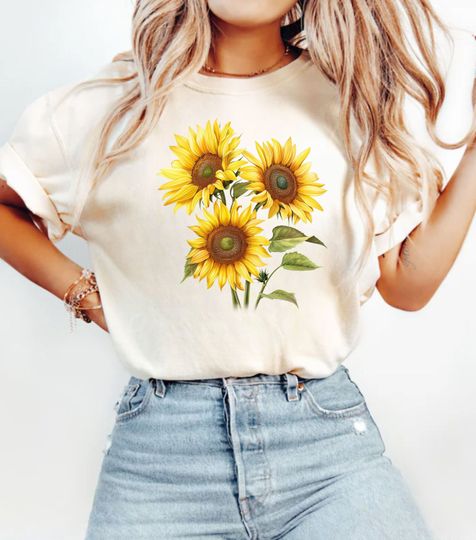 Summer Sunflower Tshirt, Sunflower Lover Tee, Wild  Sunflower Garden Tee, Flowers Gift T-shirt Sunflower Mom Shirt