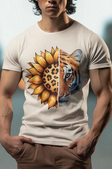 Sunflower-tiger t-shirt sunflower t-shirt Vincent van Gogh t-shirt Outdoor t-shirt Nature Inspired T-shirt