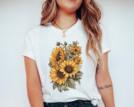 Sunflowers Shirt, Cottagecore Sunflower Shirts, Womens Sunflower Tees, Floral Shirt, Goblincore Shirt, Cottagecore Clothing, Flower Shirts