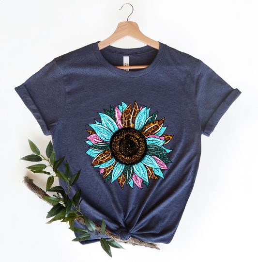 Sunflower Shirt, Sunflower Leopard Shirt, Leopard Print Sunflower, Sunflower, Summer Shirt, Cute Shirt, Gift for Her, Sunflower Tee