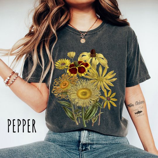Sunflowers Shirt, Pressed Flowers TShirt, Sunflower T Shirt, Gardening Shirt