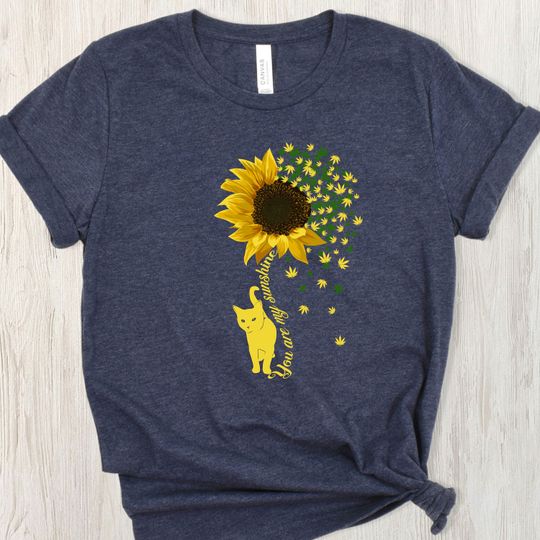 Sunflower Cat T-Shirt Gift Cat Lover, You Are My Sunshine TShirt Gift for Cat Mom, Cat Lover Tee Shirt, Cat Shirt, Sunflower Shirt, Cat Tee