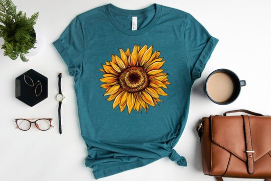 Sunflower Shirt, Wildflower shirt, floral t-shirt, Birth Month Flower, Gift for sister, Summer Shirt, Women Shirt, Flower Shirt, Graphic tee