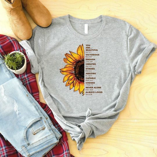 Sunflower Bible Verse Shirt For Christian Women, Christian Clothing, Religious Shirt, Faith Shirt, Jesus Shirt, Mother's Day Shirt
