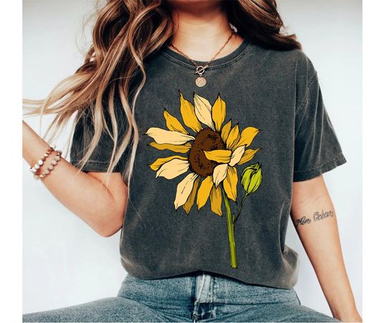 Sunflower Shirt, Floral Tee Shirt, Flower Shirt,Garden Shirt, Womens Fall Shirt, Sunflower Tshirt