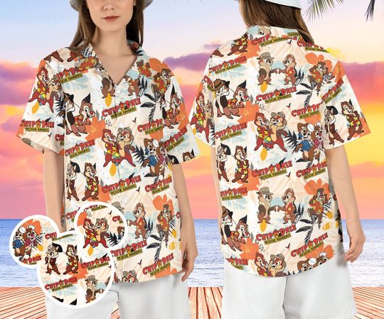 Chip n Dale Rescue Rangers Hawaiian Shirt, Chipmunk Friends Tropical Hawaii Shirt