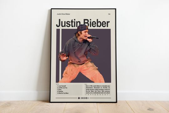 Justin Bieber poster, artist poster, music poster, music wall art, bedroom art, bedroom poster