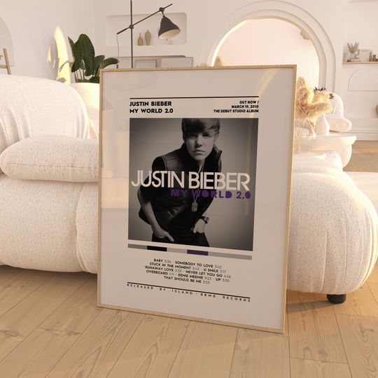 Justin Bieber - My World Album Poster / Album Cover Poster / Room Decor / Music Gifts / Justin Bieber Album