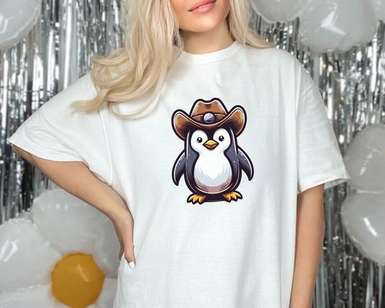 Howdy Penguin With Cowboy Hat Shirt, Funny Penguin Cowboy Tee, Penguin Lover Gift