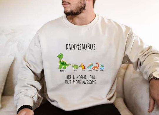 Personalized Kids Name Daddysaurus, Dinosaur Sweatshirt, Father's Day Gifts