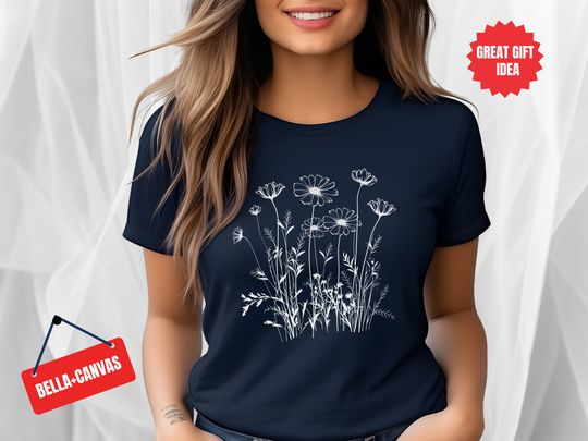 Minimalist T-Shirts, Spring T-Shirts, Gift Floral For Mom