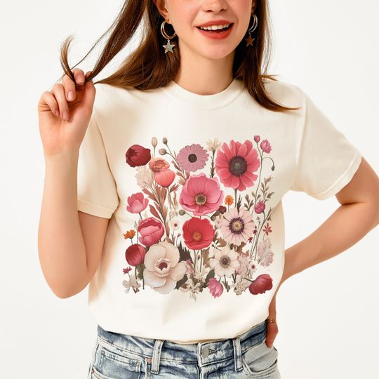 Boho Wildflowers T-Shirt, Floral Shirt, Nature Lover Tee
