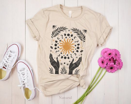 Boho Floral Tshirt Art Nouveau, Boho Wildflowers Tshirt
