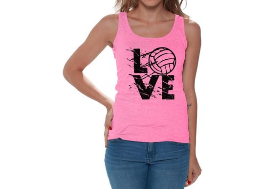LOVE Volleyball Tank Tops for Women Beach Tanks Volleyball Gifts Game Day Sports Graphic tank top