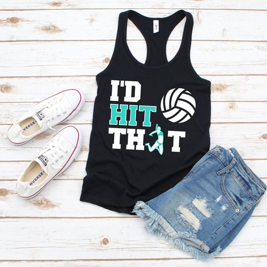 Cute Women's I'd Hit That Volleyball Team Style Racerback Tank Top