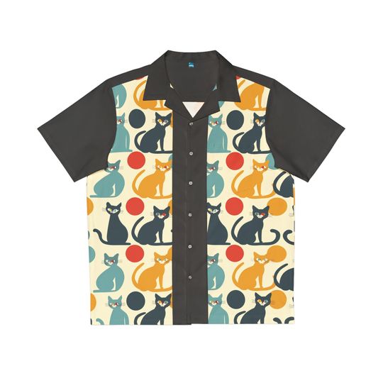Cats Retro Vintage-inspired Hawaiian Shirt, 1950s/60s style
