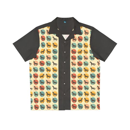 Unicorn Retro Vintage-inspired Hawaiian Shirt, 1950s/60s style