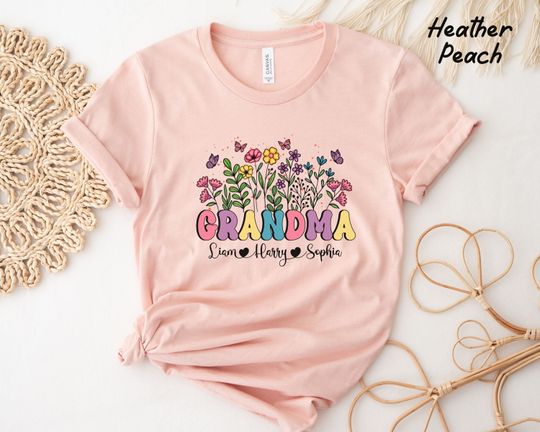Custom Wildflowers Grandma Shirt, Retro Grandma shirt, Mothers Day Gift