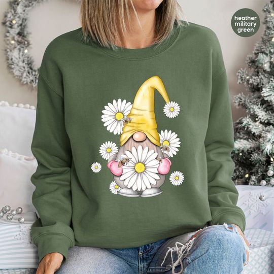 Gnome Crewneck Sweatshirt, Summer Outfit, Gnome Gift for Her