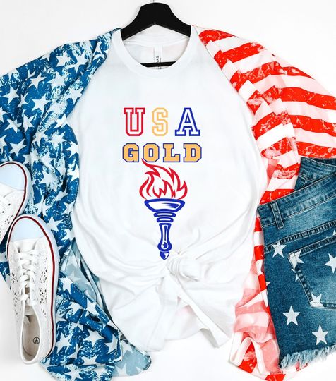USA Olympics Tee, Olympic Torch Shirt, Olympics 2024, Graphic Tee
