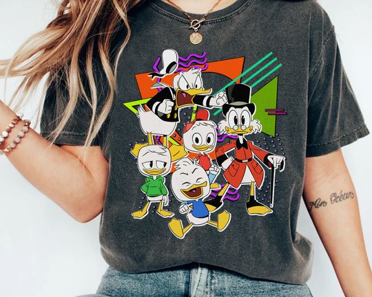Disney Retro 90s Style Group DuckTales Characters Squad Shirt