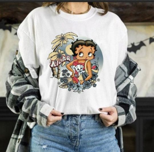Aloha Betty Boop And Cute Puppy T Shirt