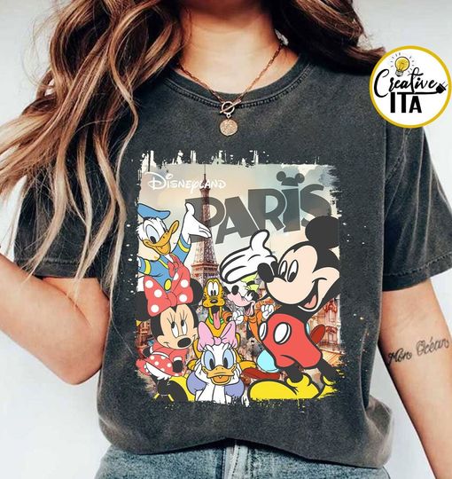 Vintage Retro Mickey and Friends Disneyland Paris Tshirt, Tower Mickey Shirt