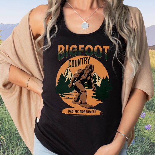 Big Foot Country Ladies Racerback Tank Top, Sasquatch Hiking Shirt,