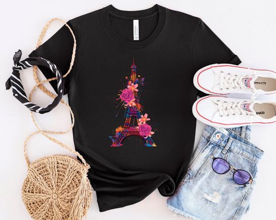 Eiffel Tower Flower Shirt, Paris-Inspired Shirt, Gift For Paris Lover