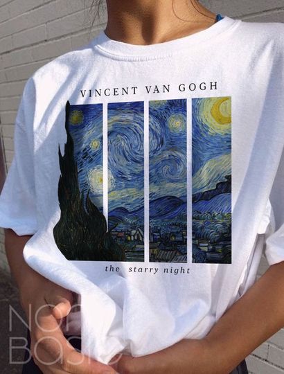 Van Gogh Starry Night Tshirt , Vincent Van Gogh , Aesthetic Clothing, Art Gift ,Art Hoe , Fine Art