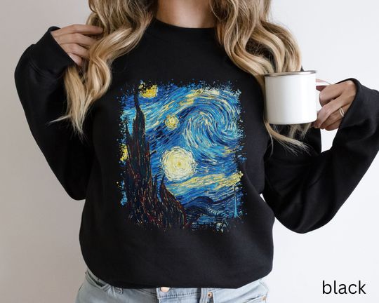 Van Gogh Starry Night Sweatshirt, Aesthetic Sweater, Classical Art Gift for Art Teacher
