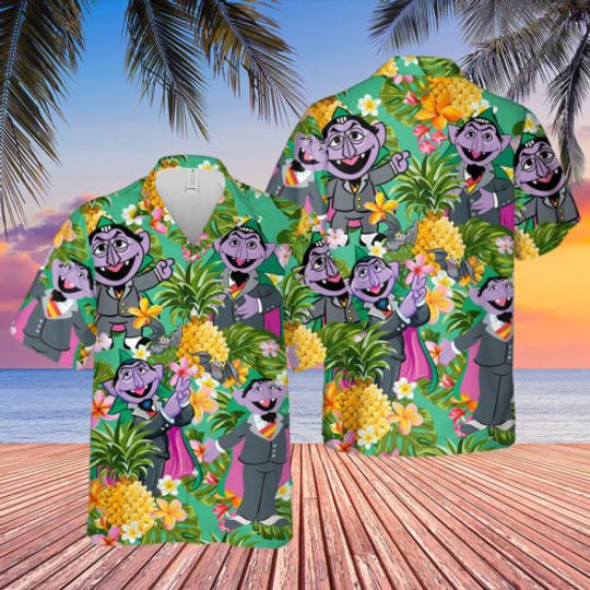 Muppet Count Von Count Pineapple Tropical Hawaiian Shirt Short Sleeve
